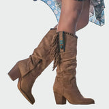 Isla - Comfortable Faux Suede Cowboy Ankle Boots